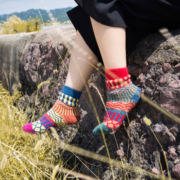 3 pair socks thick wool happy crazy colors new random sent New Fall Autumn gift - Picture 1 of 7